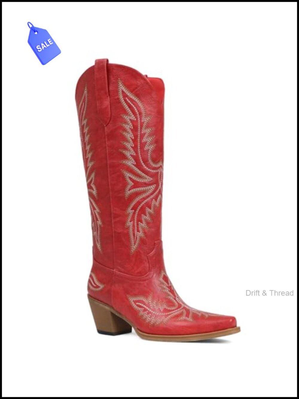 Women's Knee High Cowboy Boots Snip Toe Chunky Heel Western